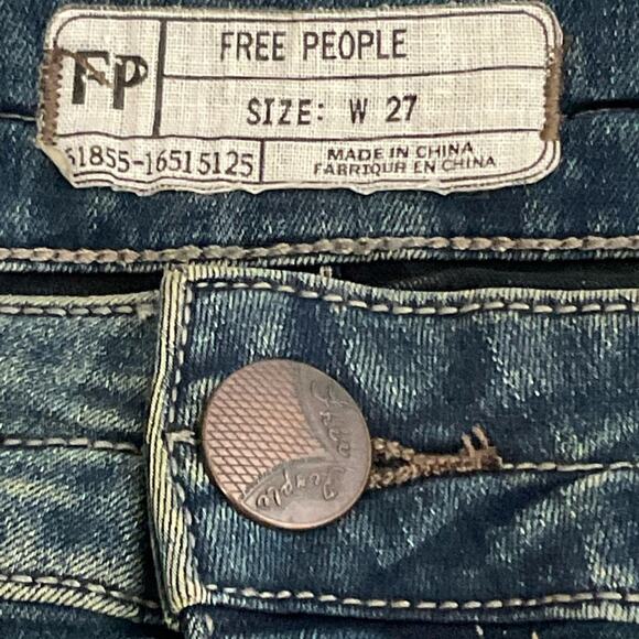 FREE PEOPLE Jeans Skinny Crop Ankle Zip Pocket Dark Wash Edgy Jean 27 Boho Moto - Picture 7 of 10